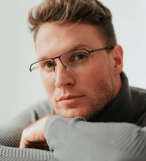 sportliche Herrenbrille dunkelgrün Halbrand