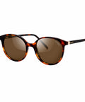 ENNY Sonnenbrille No.16 mit runder Form für Damen, Farbe Havannabraun mit braunen Gläsern, Produktbild, Schrägansicht