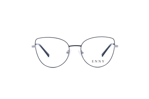 ENNY Brille Beflügelt - Cateyeform für Damen in Schwarz-Silber, Frontansicht