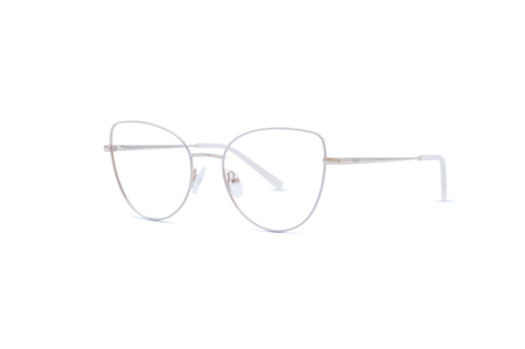 ENNY Brille Beflügelt - Cateyeform für Damen in Weiß-Gold, Schrägansicht