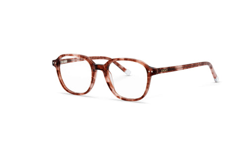 ENNY Tagtraum Damenbrille mit abgerundeter Glasform, Farbe Rosé Braun marmoriert, aus Kunststoff, Schrägansicht