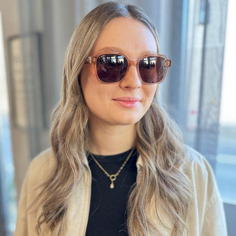 ENNY Sonnenbrille Sonnenstrahl mit quadratischer Form für Damen, Farbe transparentes Rosé, Sonnenbrillenangebot